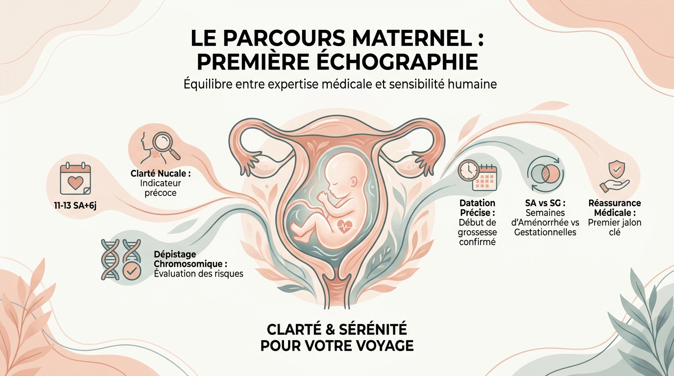 Calendrier du parcours maternel et de la première échographie de grossesse